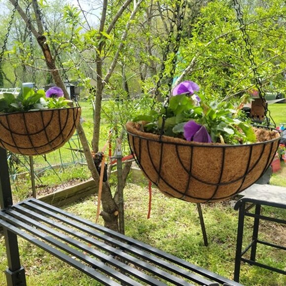 NEW 2 Pack Flower Pots for Plants Outdoor with Coco Liner - 10 inch - Picture 6 of 8